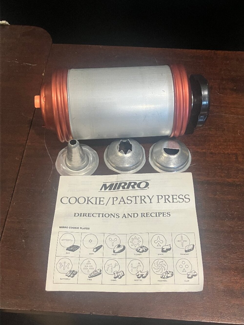Vintage Mirro Cookie / Pastry Press with 3 Pastry Tips & Instructions